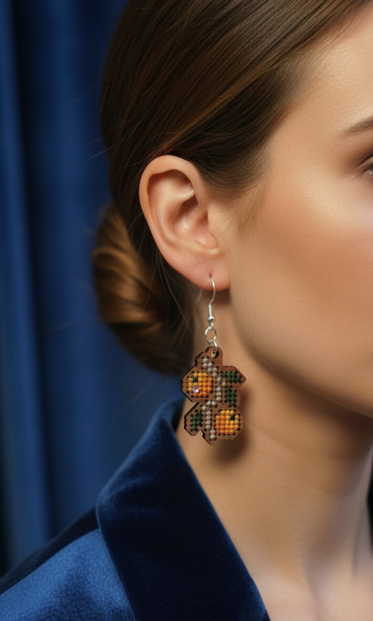 Orange branch earring